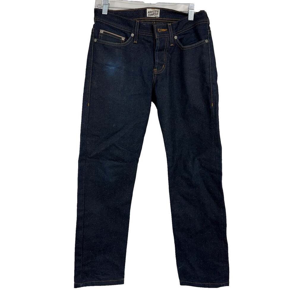 Naked & Famous Denim Men 28 Left Hand Twill Selvedge Jeans Blue Super Guy Slim